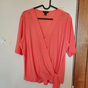 Halogen Coral Wrap Blouse